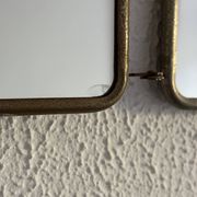 Vintage 1960 triptych mirror barber hairdresser Japonese style - 25 x 60 cm
