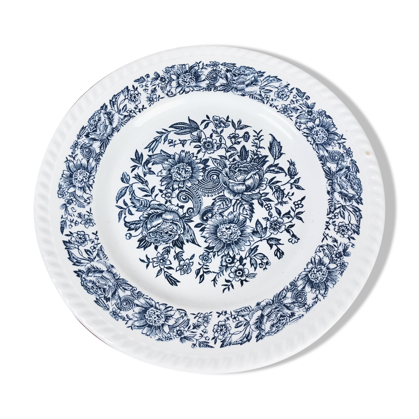 Plate decoration blue flowery