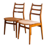 2 chaises scandinaves vintage en bois, années 60