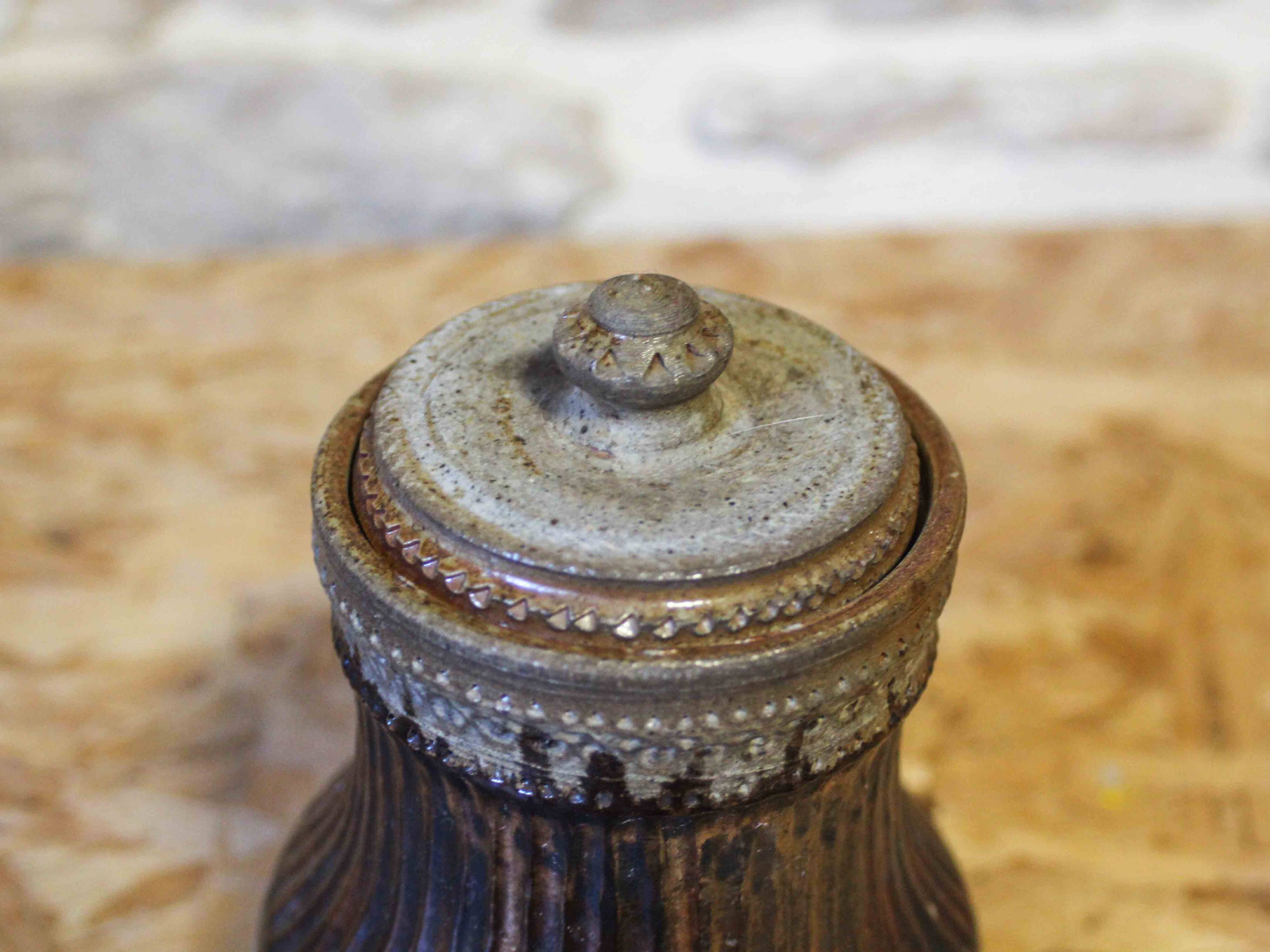 Traditional covered pot in stoneware