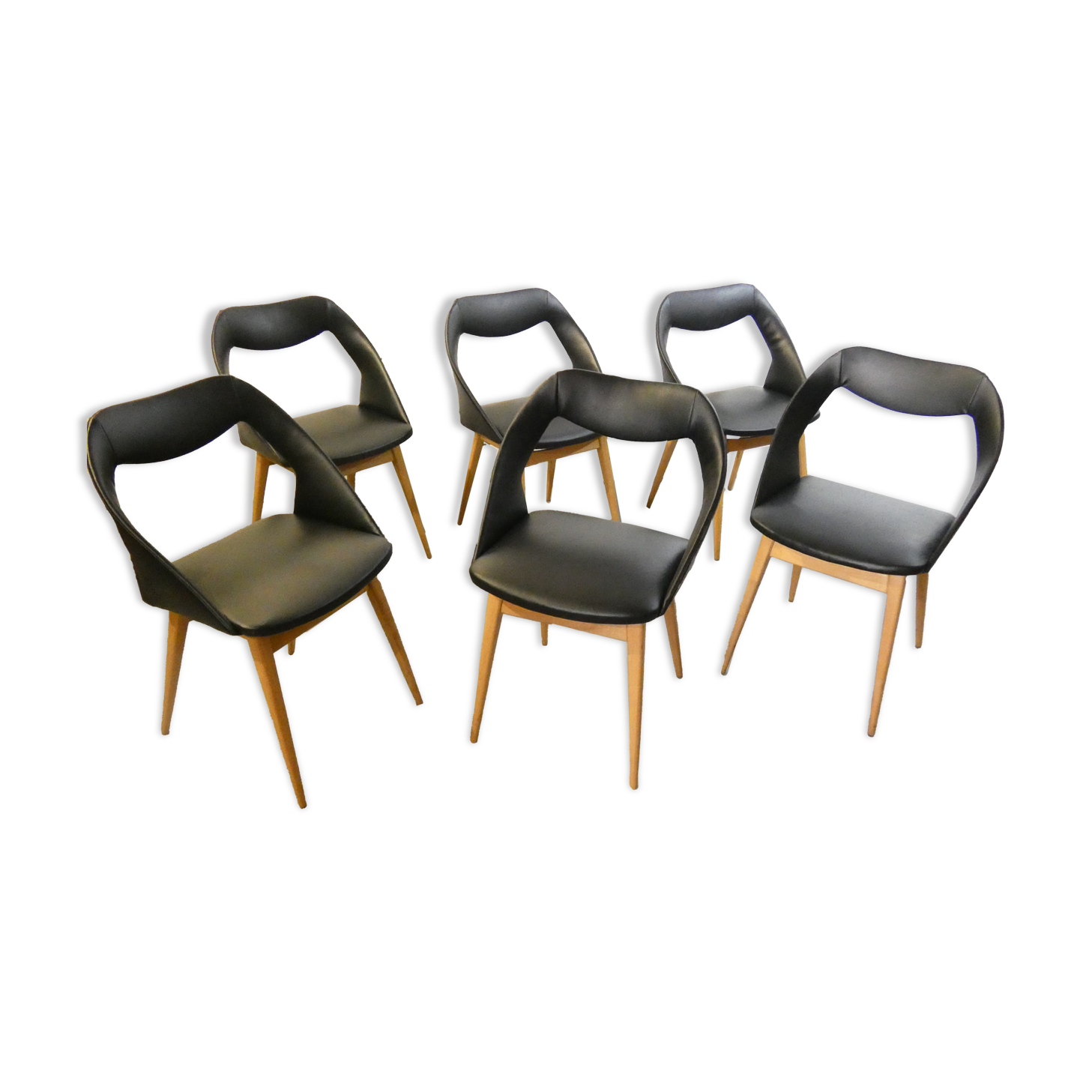 Série de 6 chaises de Louis Paolozzi édité par Zol 1950