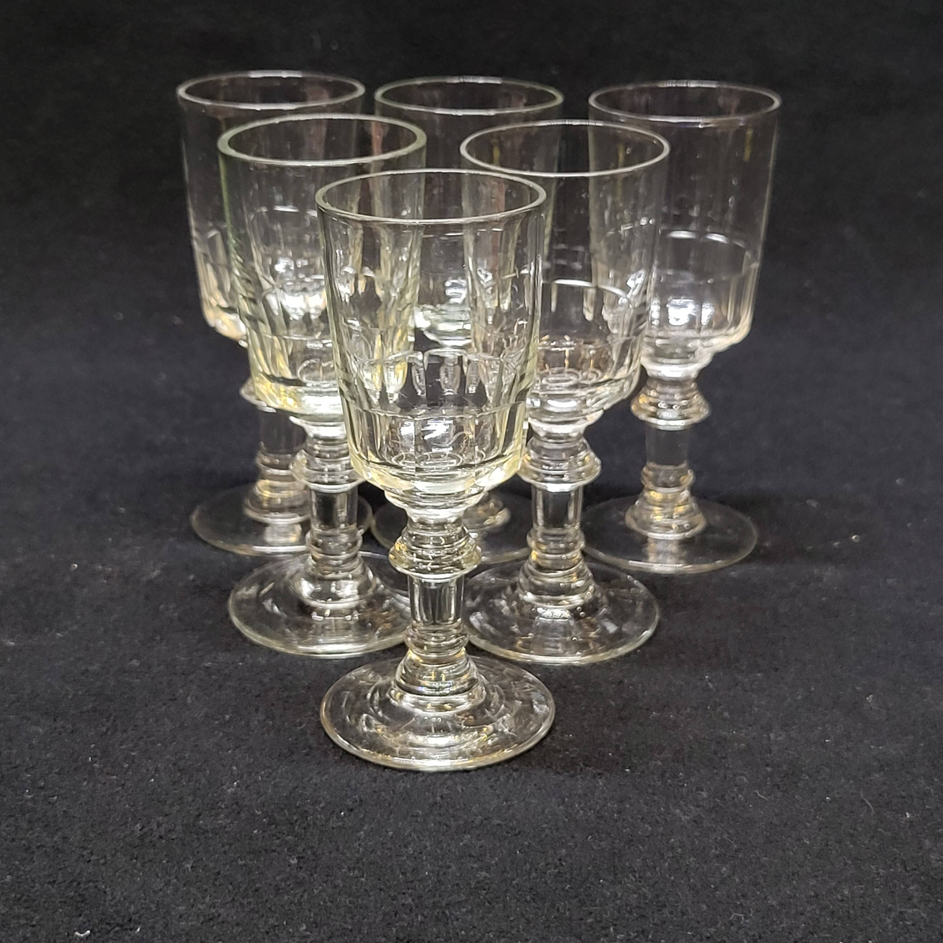 6 old cut glass liqueur glasses mirabeau model