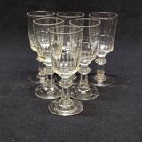 6 anciens verres a liqueur en verre taillé modèle mirabeau