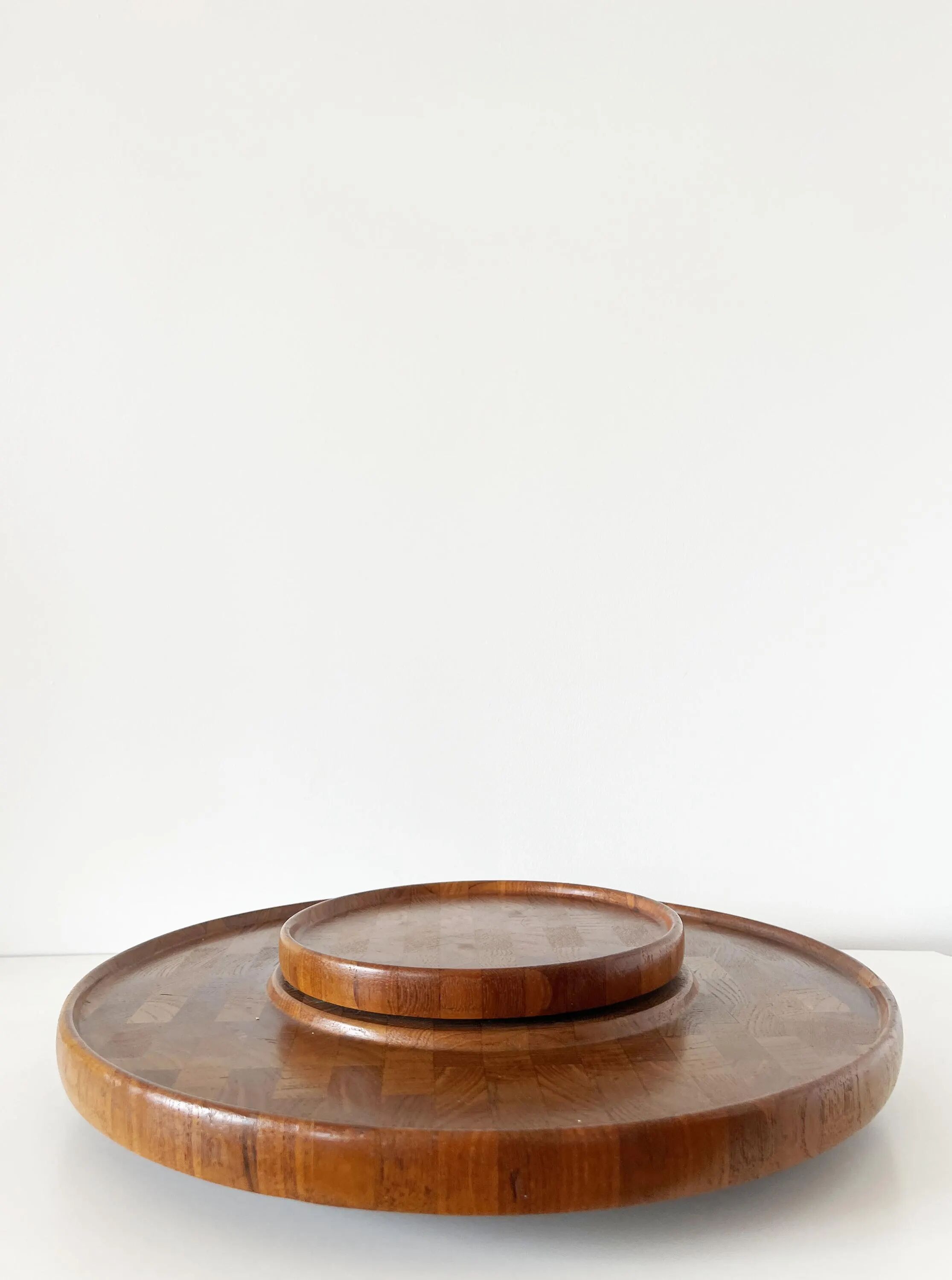Large rotating teak platter Denmark Digsmed 1970