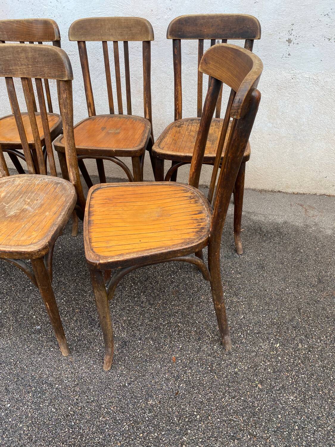 Set of 7 bistro chairs 1930