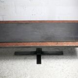 Coffee table, ceramic and steel plates, circa 1960.