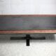 Table basse, céramique et plaques acier, circa 1960.