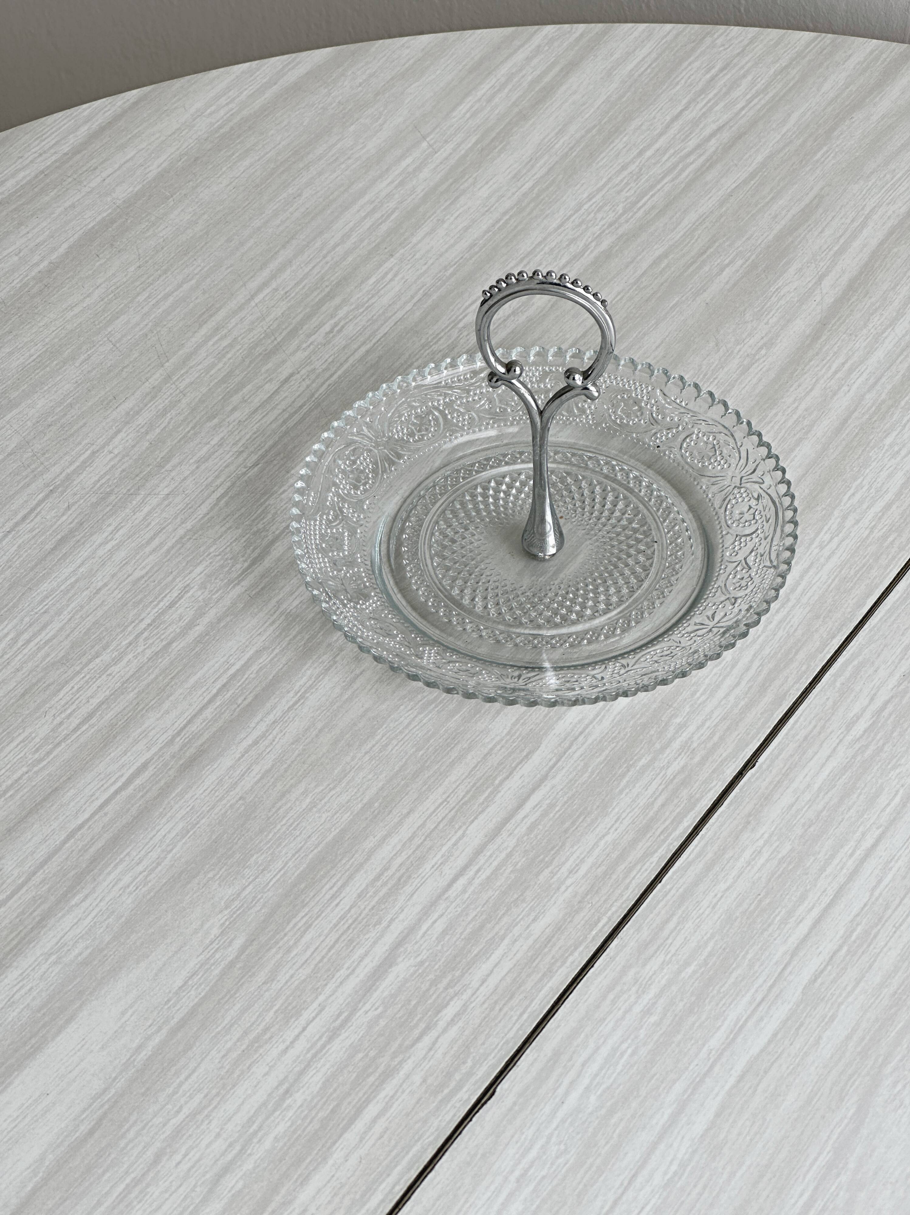 Vintage pressed glass presentation platter