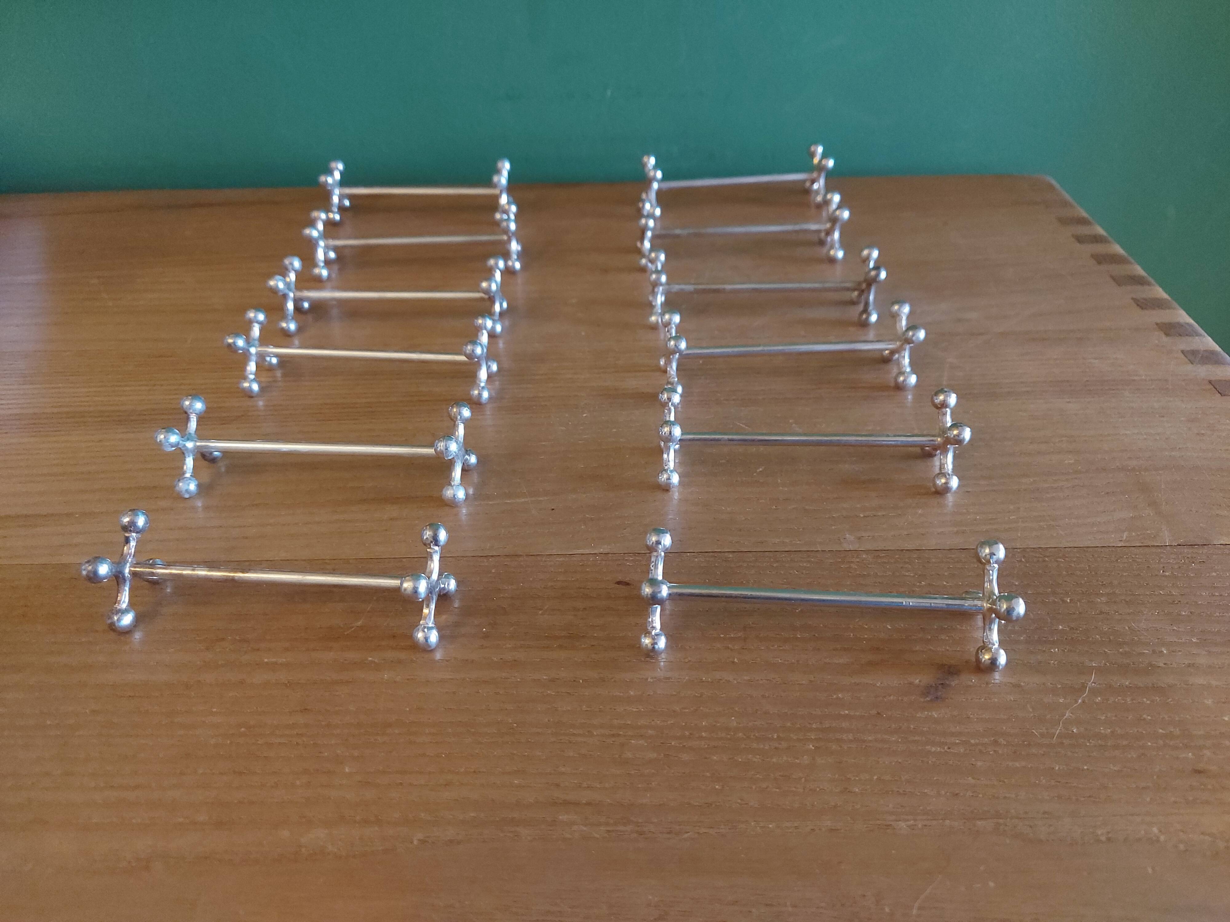 12 Christofle silver metal knife doors, pearl model