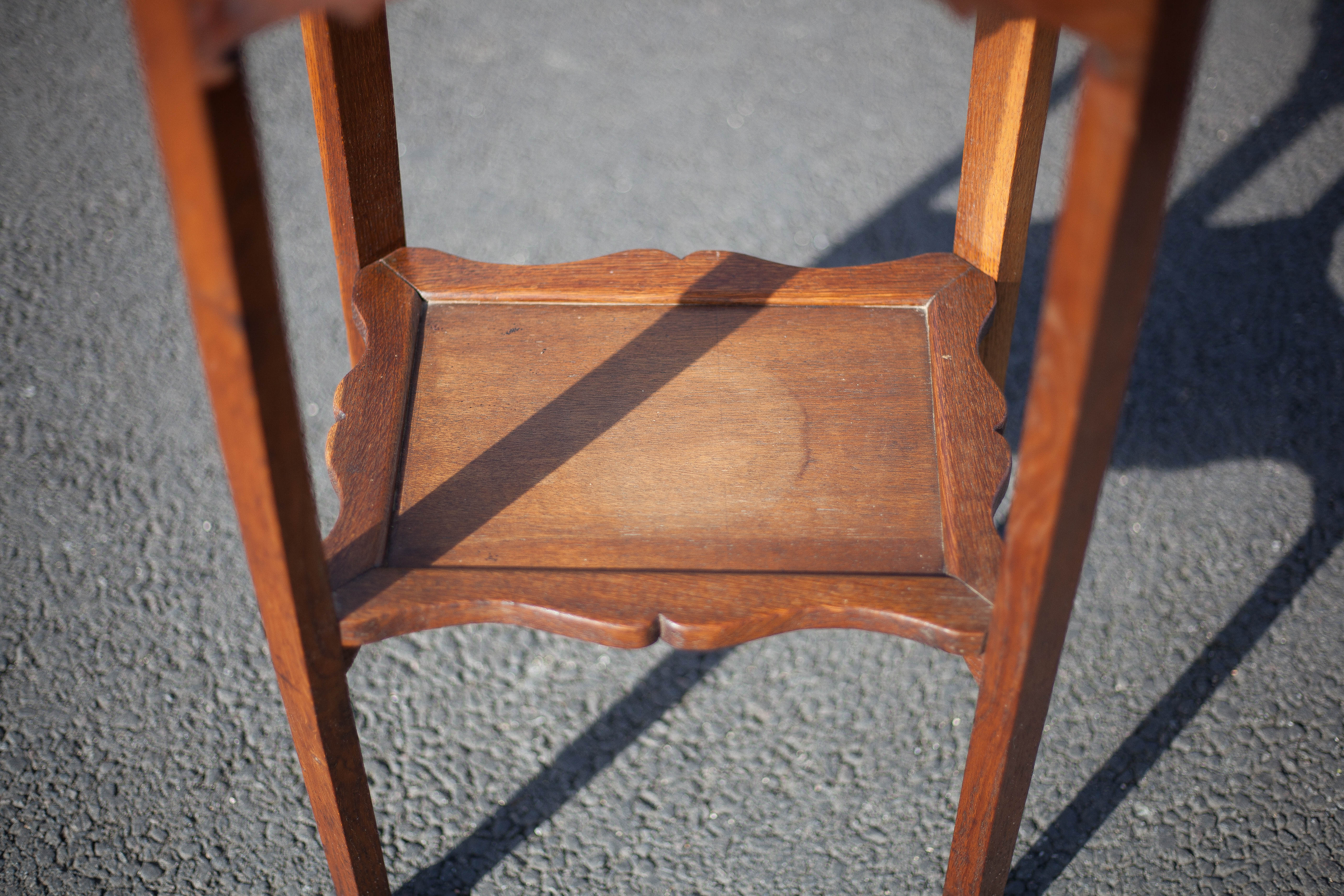 Antique wood pedestal table, 30