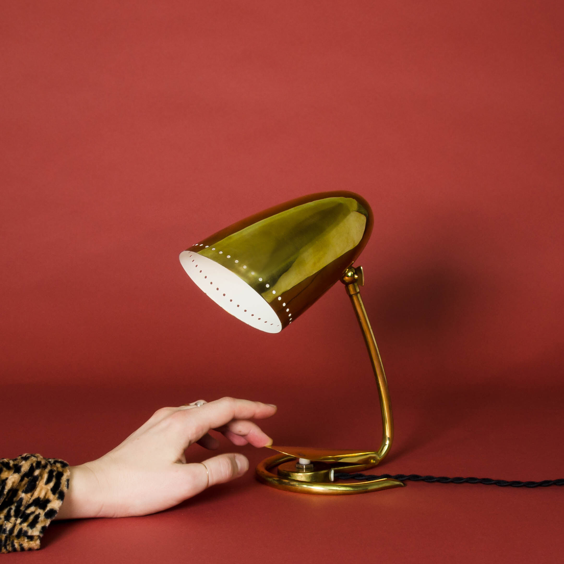 Brass lamp, with switch cover. circa 1950 - France