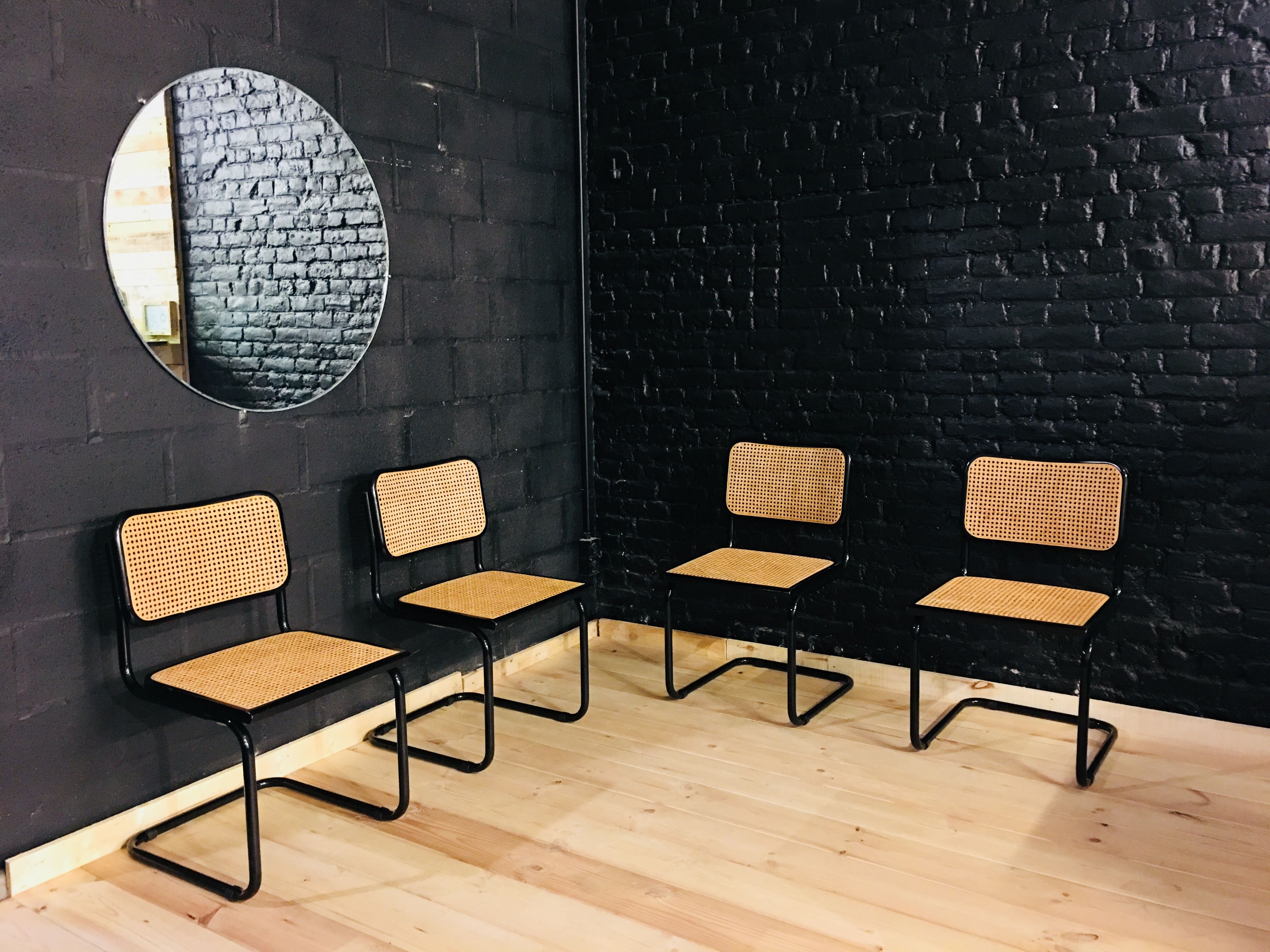 Set of 4 chairs black model B32 design by Marcel Breuer