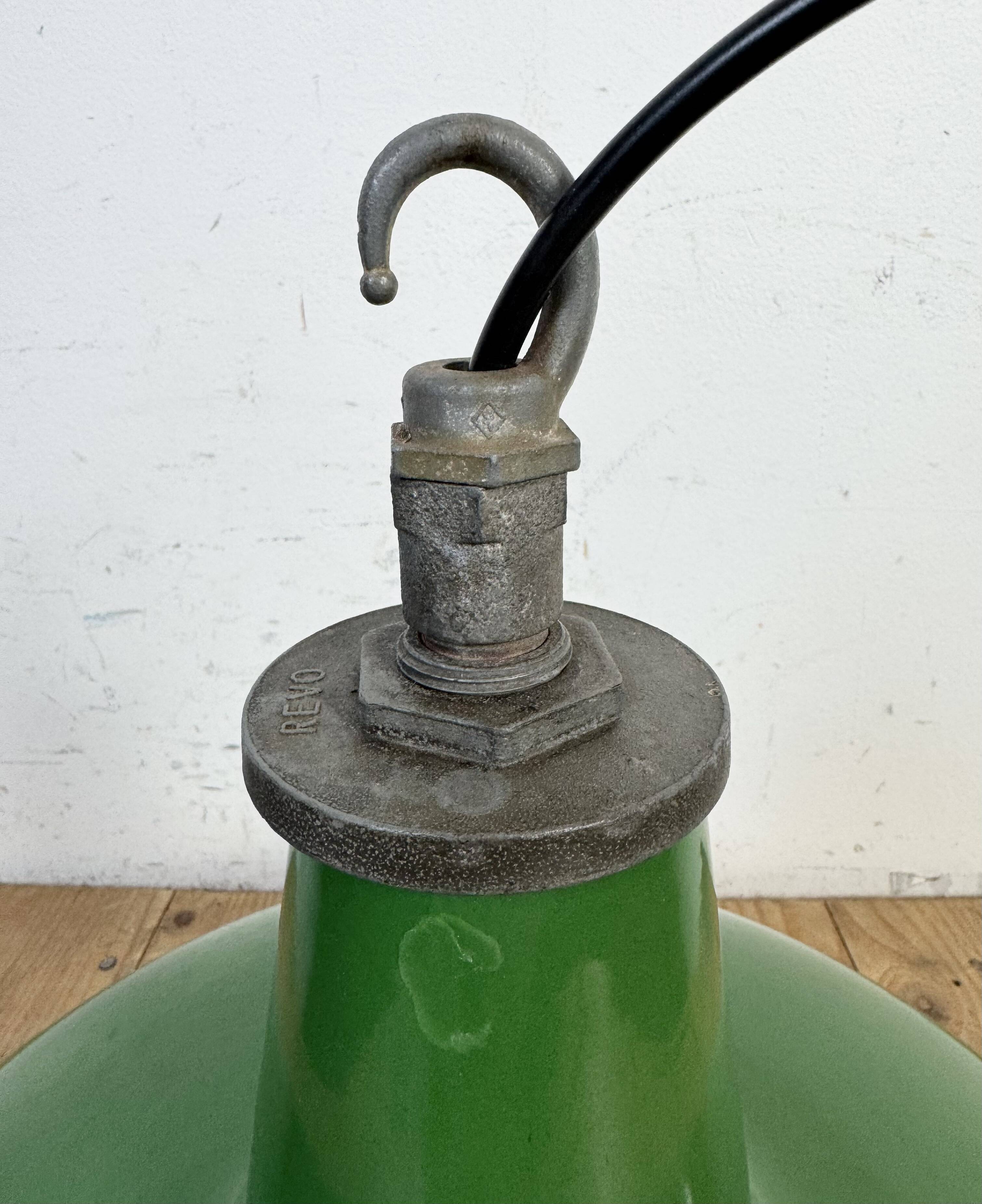 Industrial Green Enamel Factory Pendant Lamp from Revo, 1950s