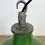 Industrial Green Enamel Factory Pendant Lamp from Revo, 1950s