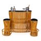 Striking 20thc italian standing bamboo dry bar & stools c.1960
