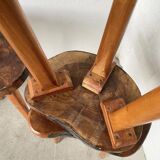 Set of 5 olive tree tripod stools from the 50s
