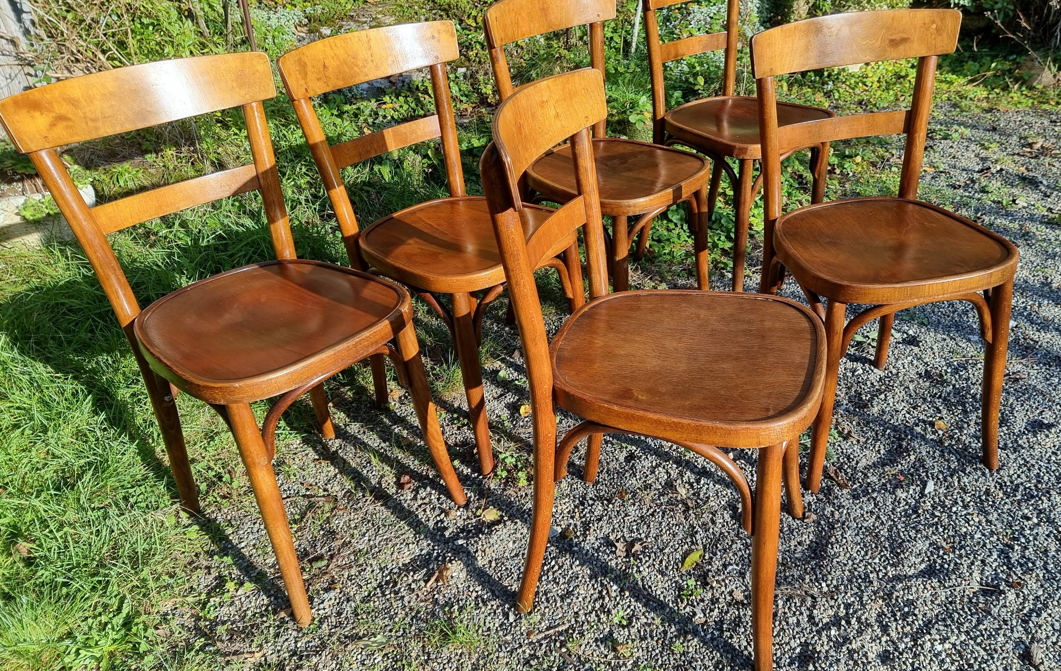 Lot of 6 Horgen-Glaris bistro chairs from the 40s