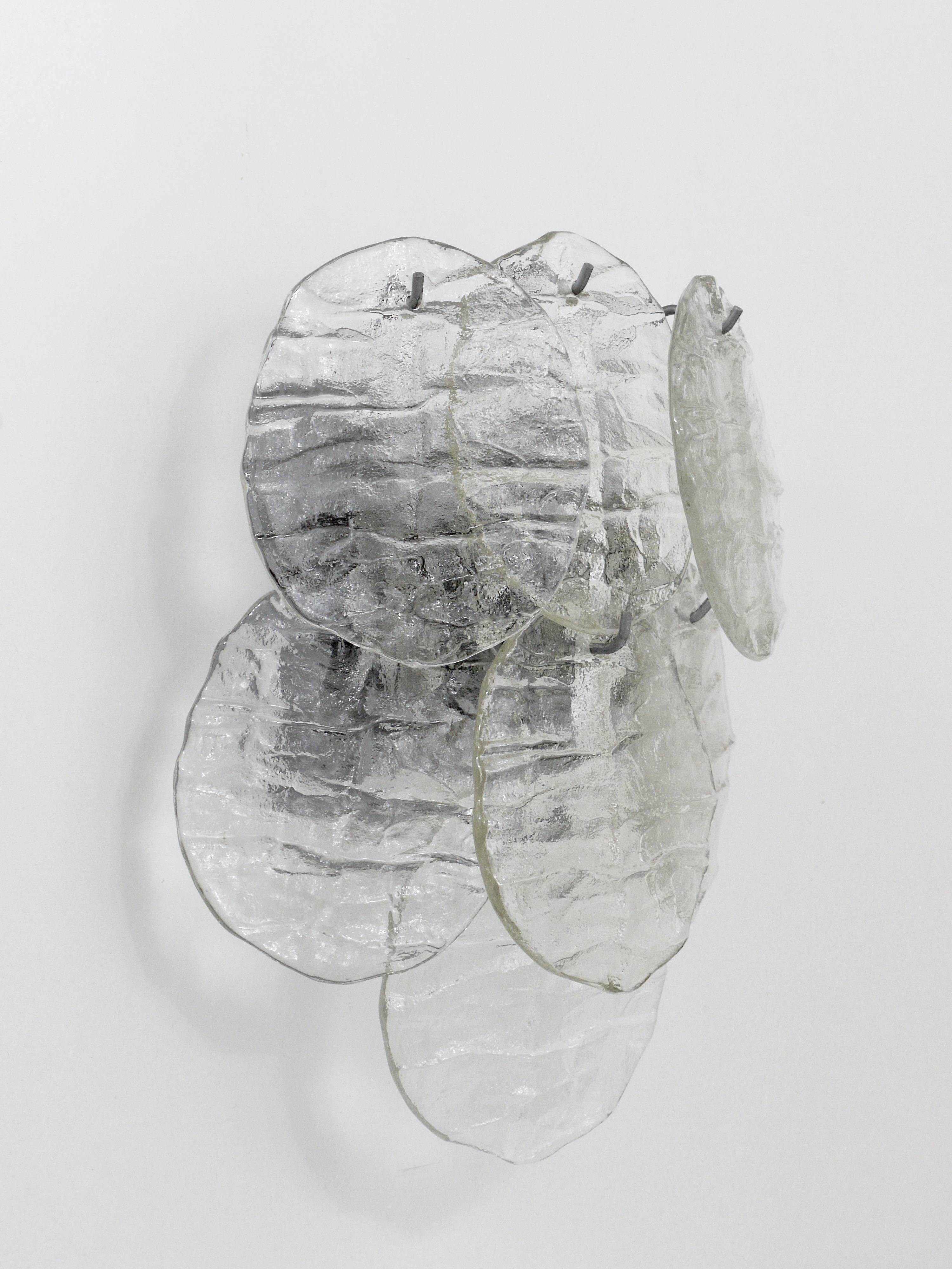 J.T. Kalmar Wall Light Frosted Glass Disc Modernist, Austria, 1960s