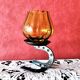 Candle holder photophore iron and amber glass vintage