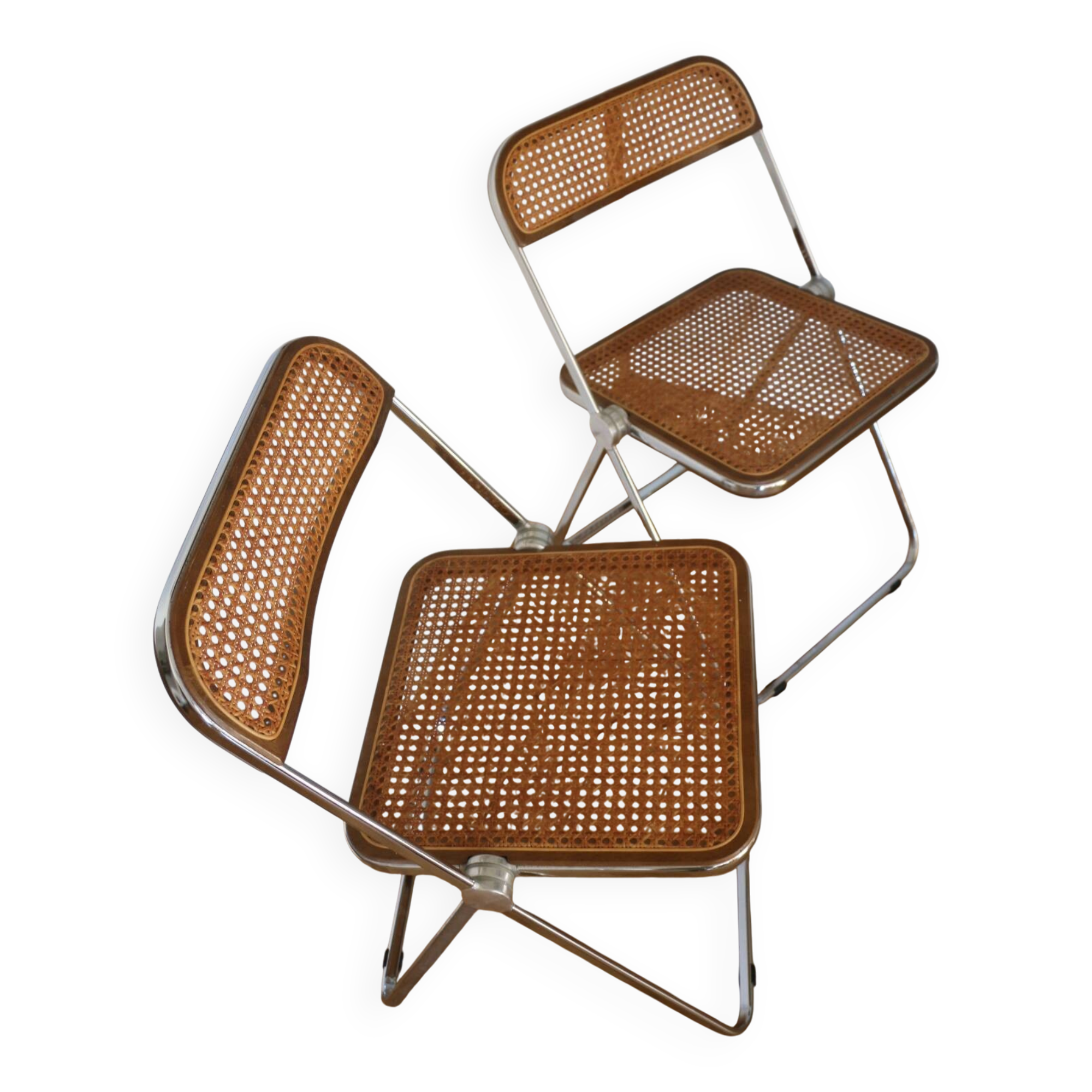 2 plia rattan chairs by piretti