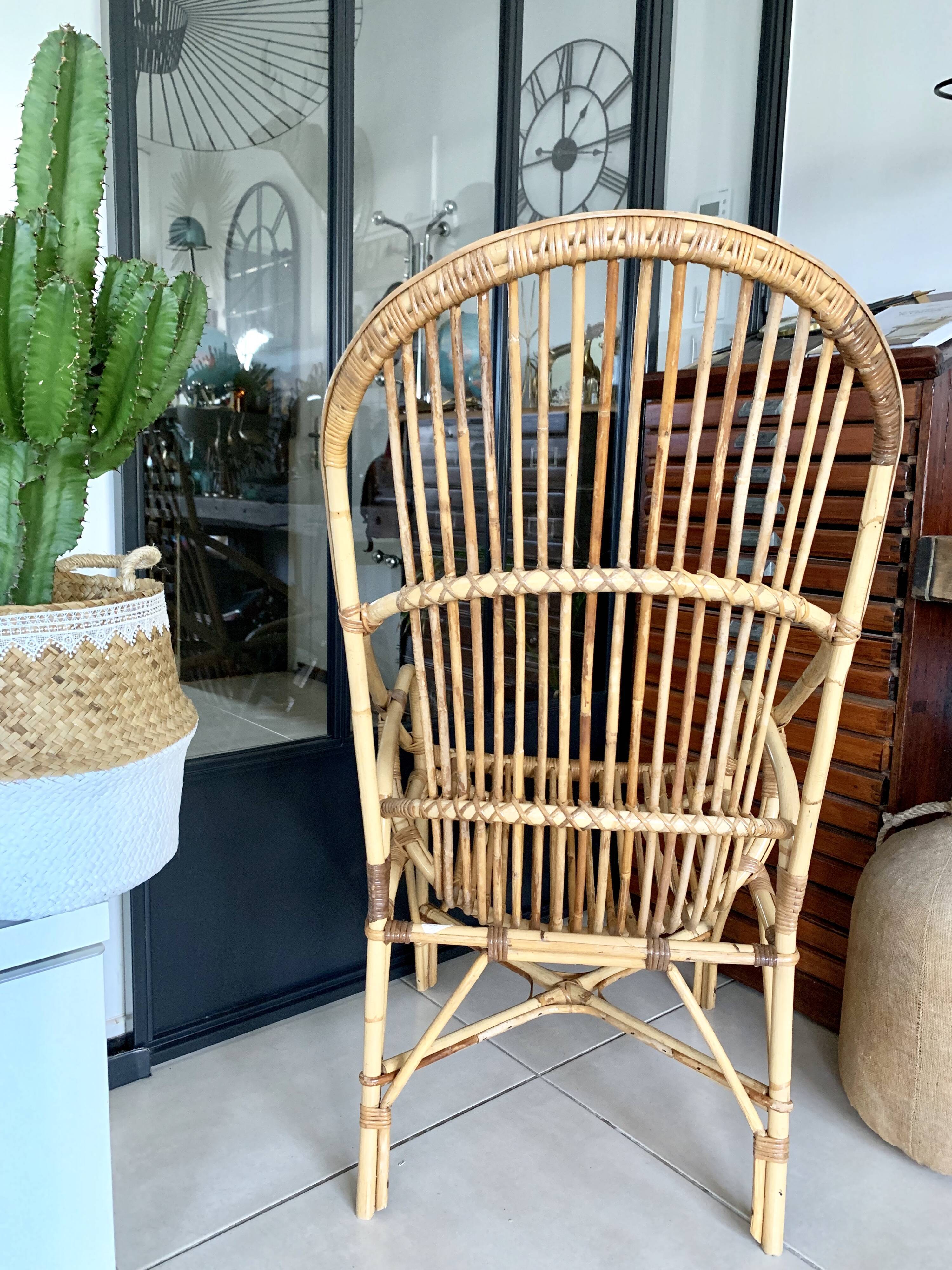Old vintage rattan chair