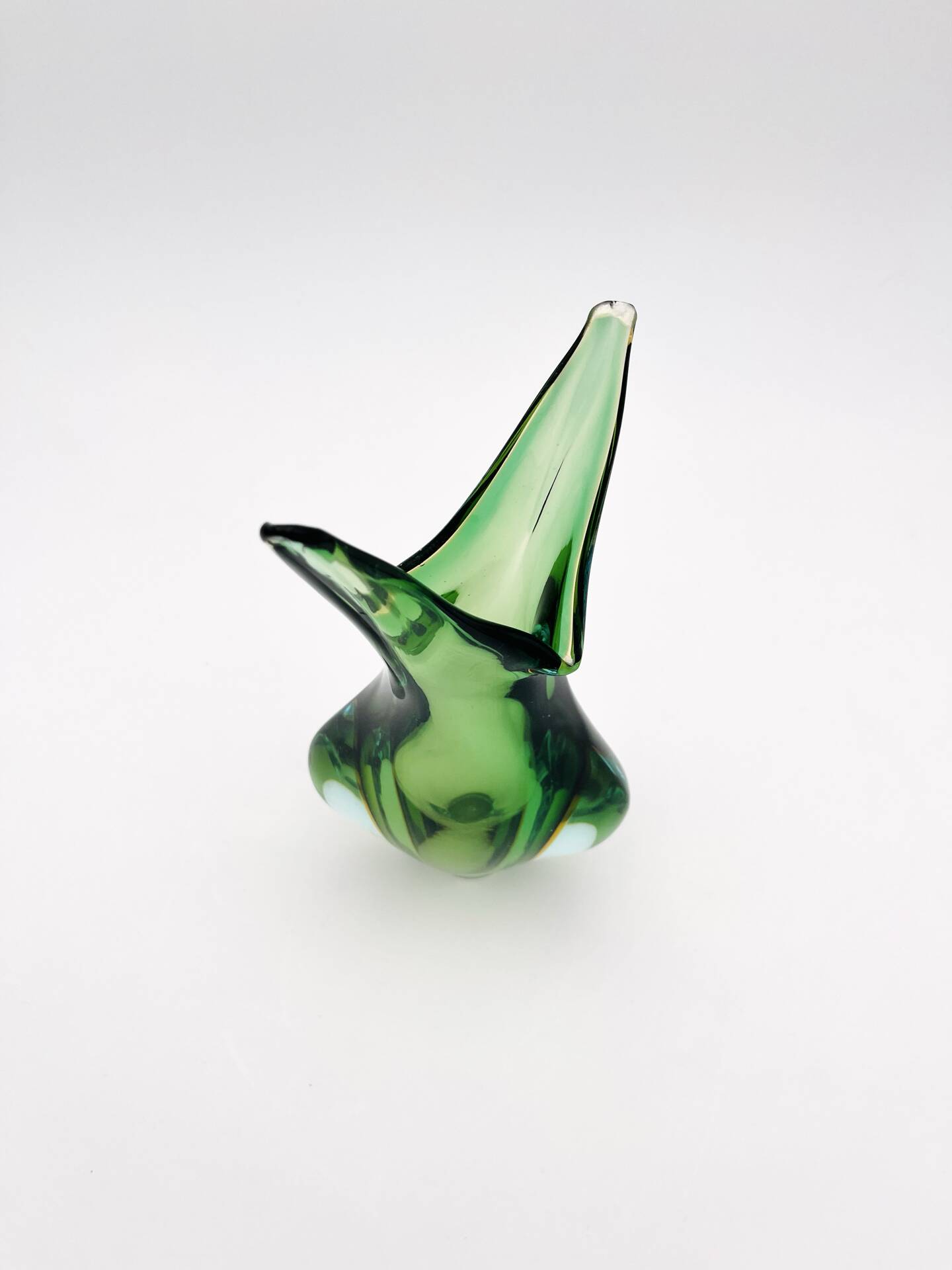 Murano vase Flavio Poli Sommerso Emerald Green Yellow Turquoise 26cm