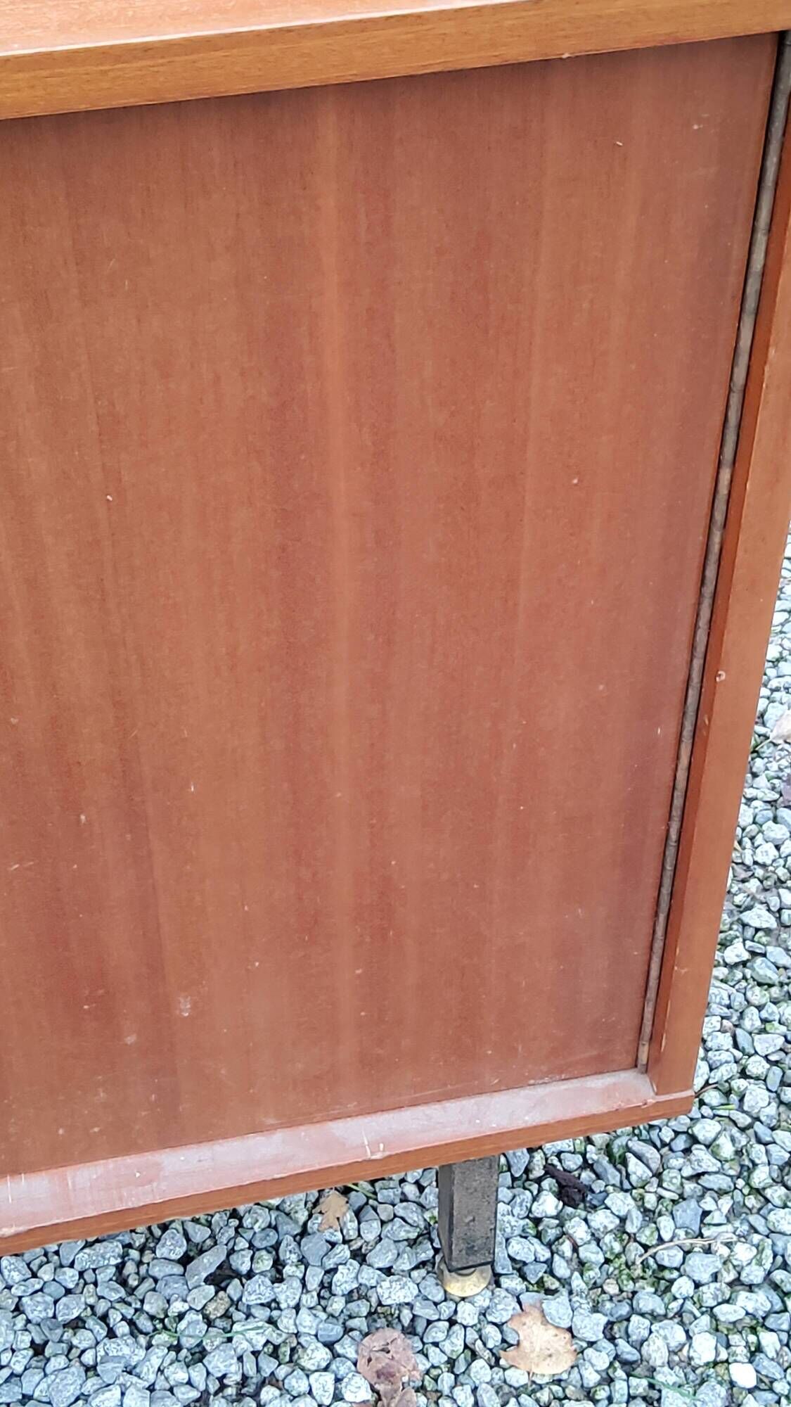 Pair of vintage mahogany sideboards with square metal legs from the 60s