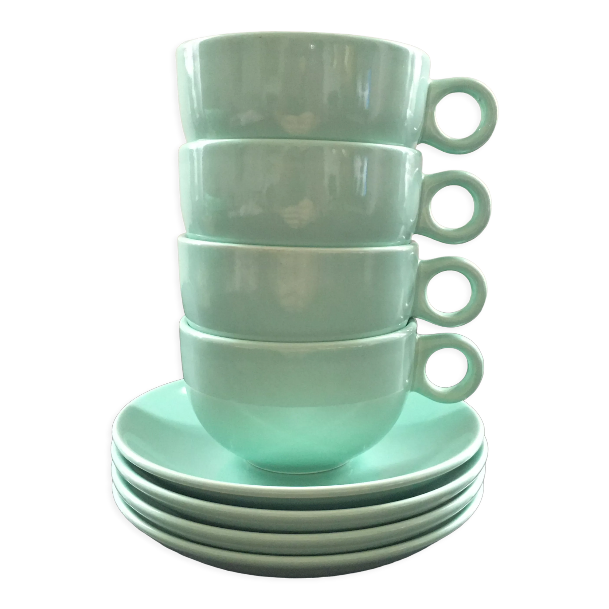 Set of 4 almond green cups
