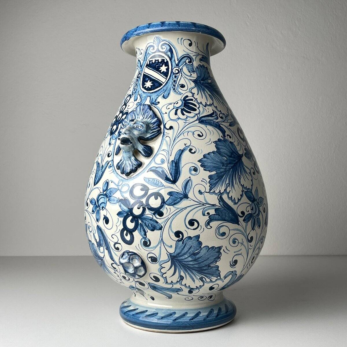 Large Blue Ceramic Vase by Ima for Montelupo Florentino, Italy, 1980s