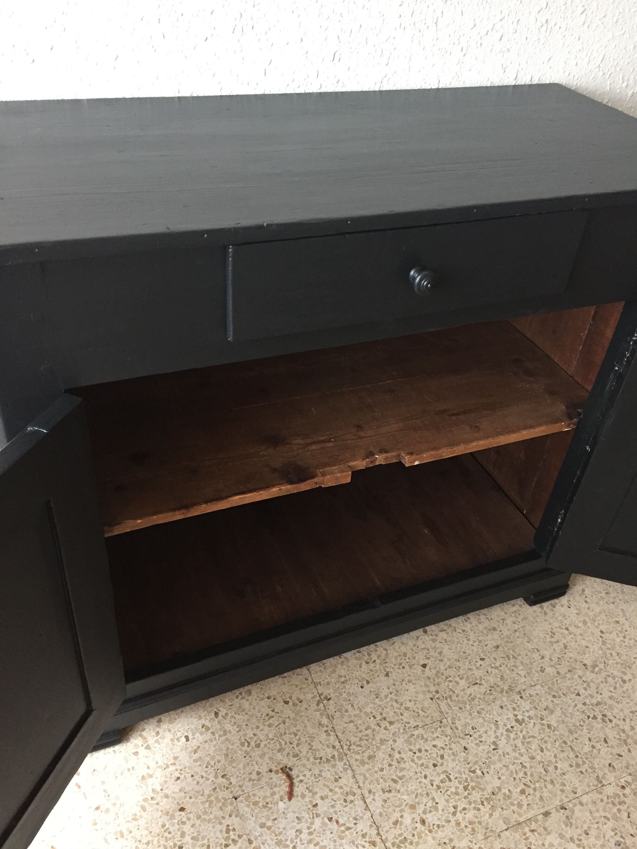 Antique black solid wood sideboard