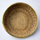 Circular rattan and brass basket, Italy, 1970s, 35 cm diameter