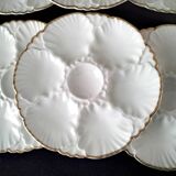 6 White porcelain oyster plates Cérabel Manufacture Belges