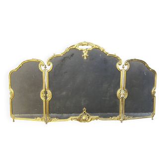 Pare feu de cheminée XIXème siècle par Bouhon Frères en bronze Napoleon 3