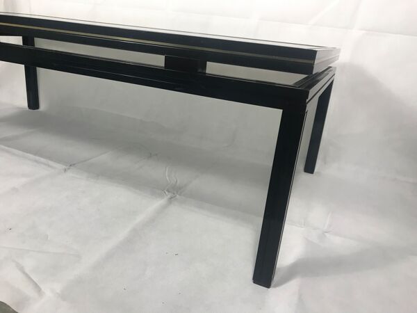 Table basse Pierre Vandel verre motif cannage noir