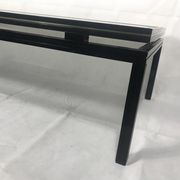 Table basse Pierre Vandel verre motif cannage noir