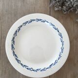 Compotier pedestal blue flowers Longwy