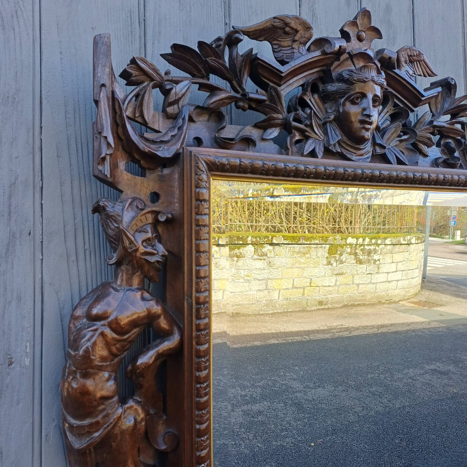 Mirror from an ancient castle, carved in Neo-Renaissance style.