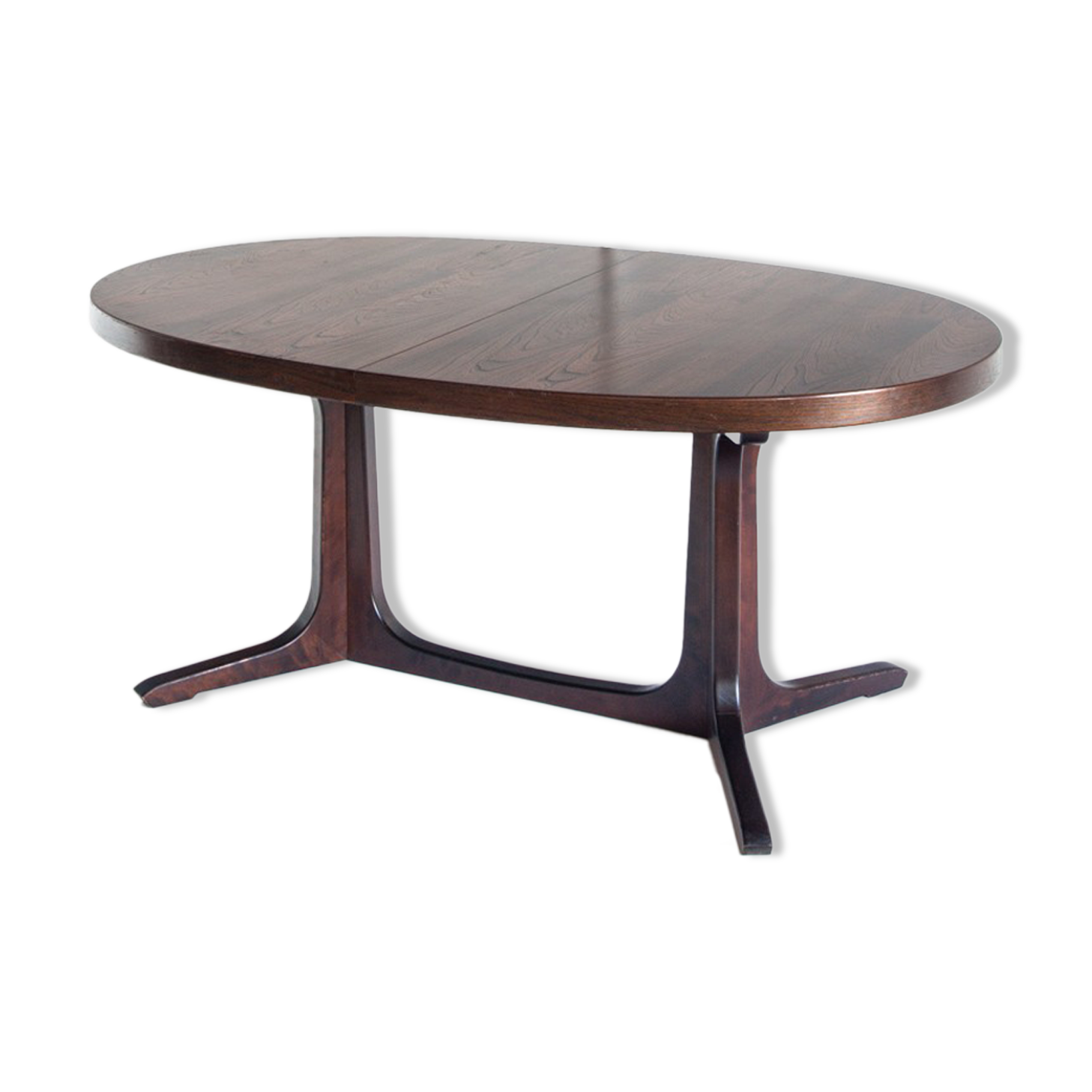 Vintage elm wood table with two extensions, France 1970