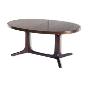 Vintage elm wood table with two extensions, France 1970