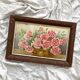 Antique oil painting on cardboard, bouquet of carnations, signed and dated 1899