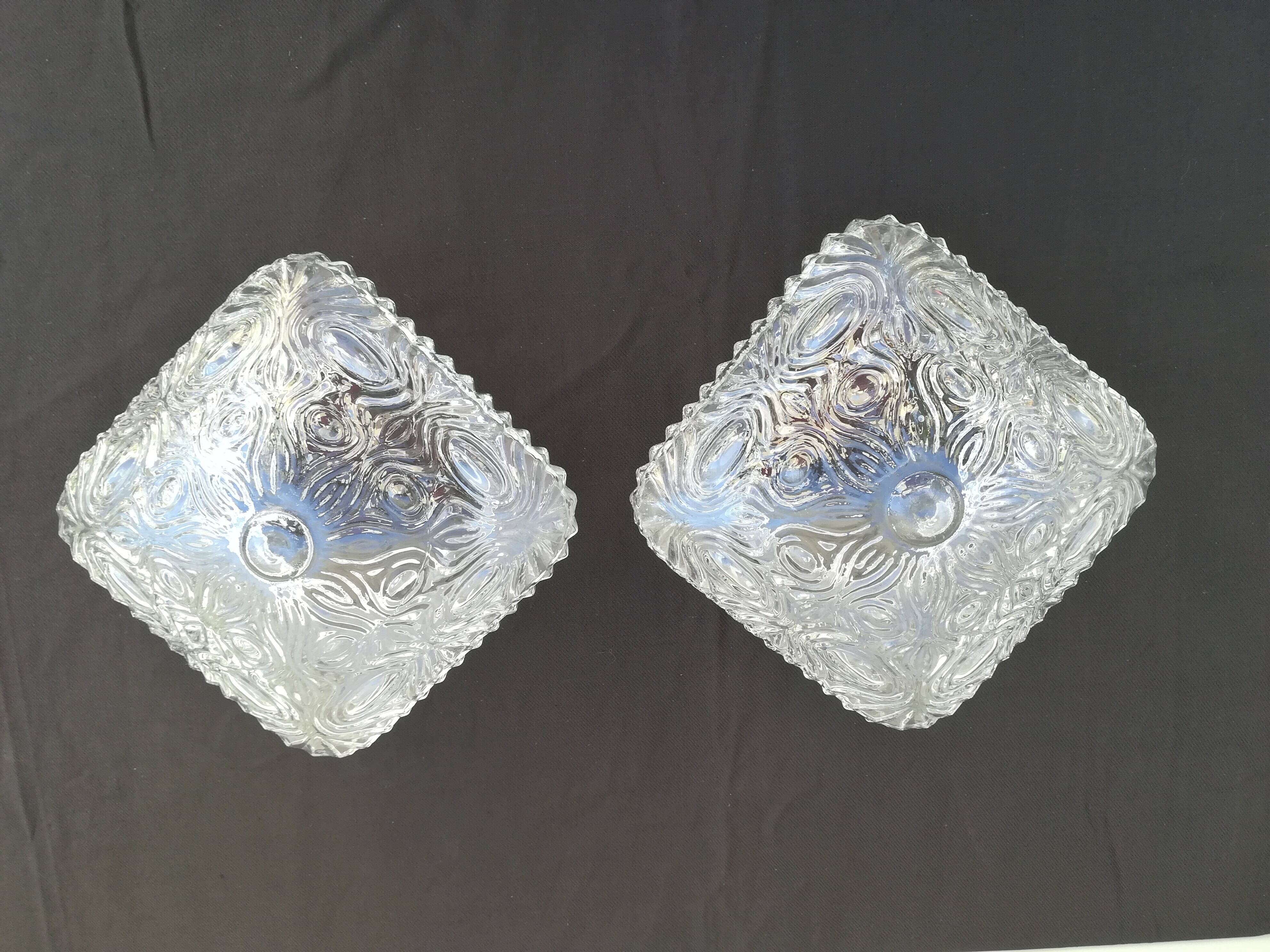 TWO PLAFONNIERS IN VERRE OF ANNEES 60