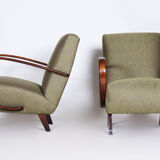 Pair of green Jindrich Halabala armchairs for Up Závody - 1930s Czechia