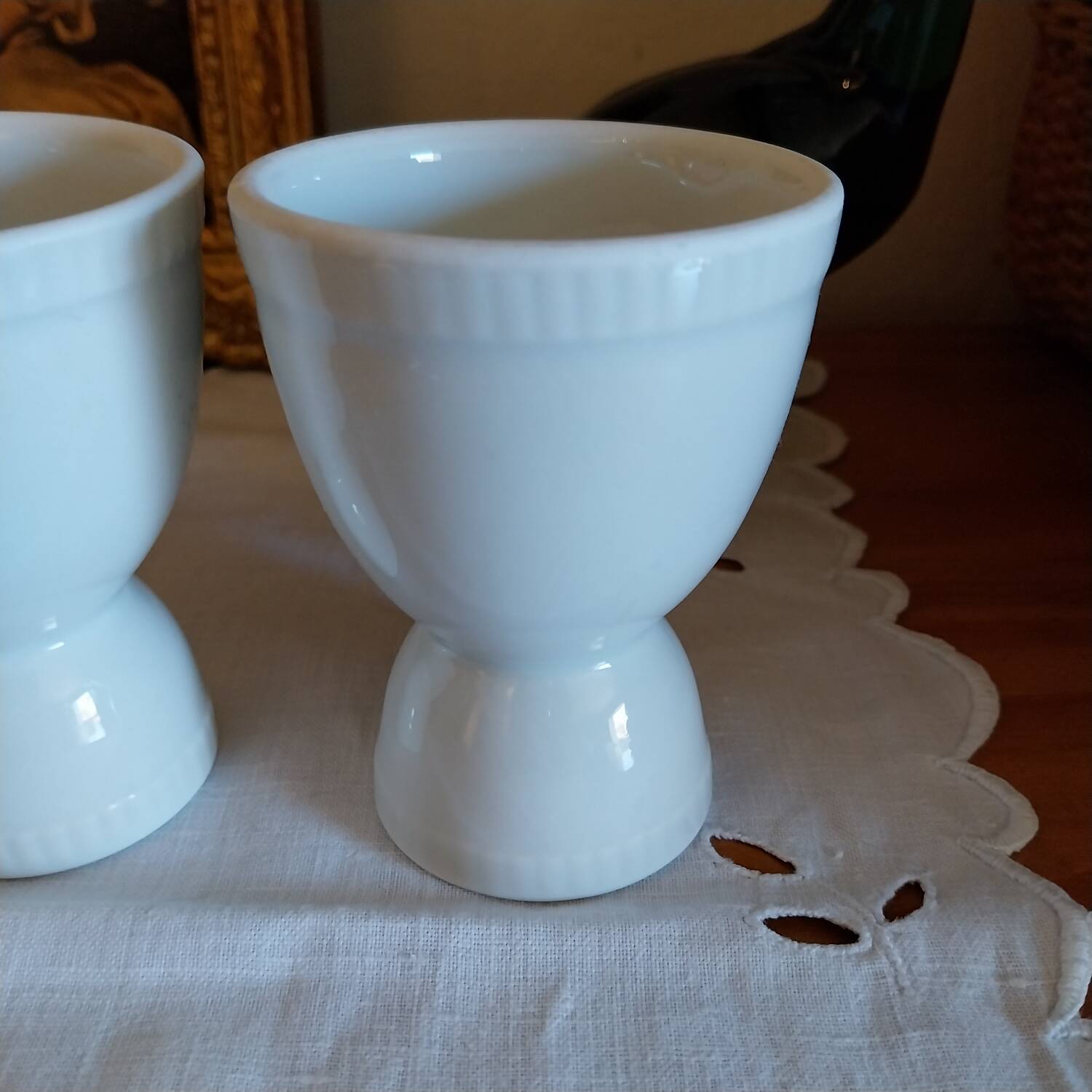 Antique white porcelain mazagrans from France