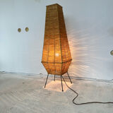 Table lamp in metal and raffia, 50s design