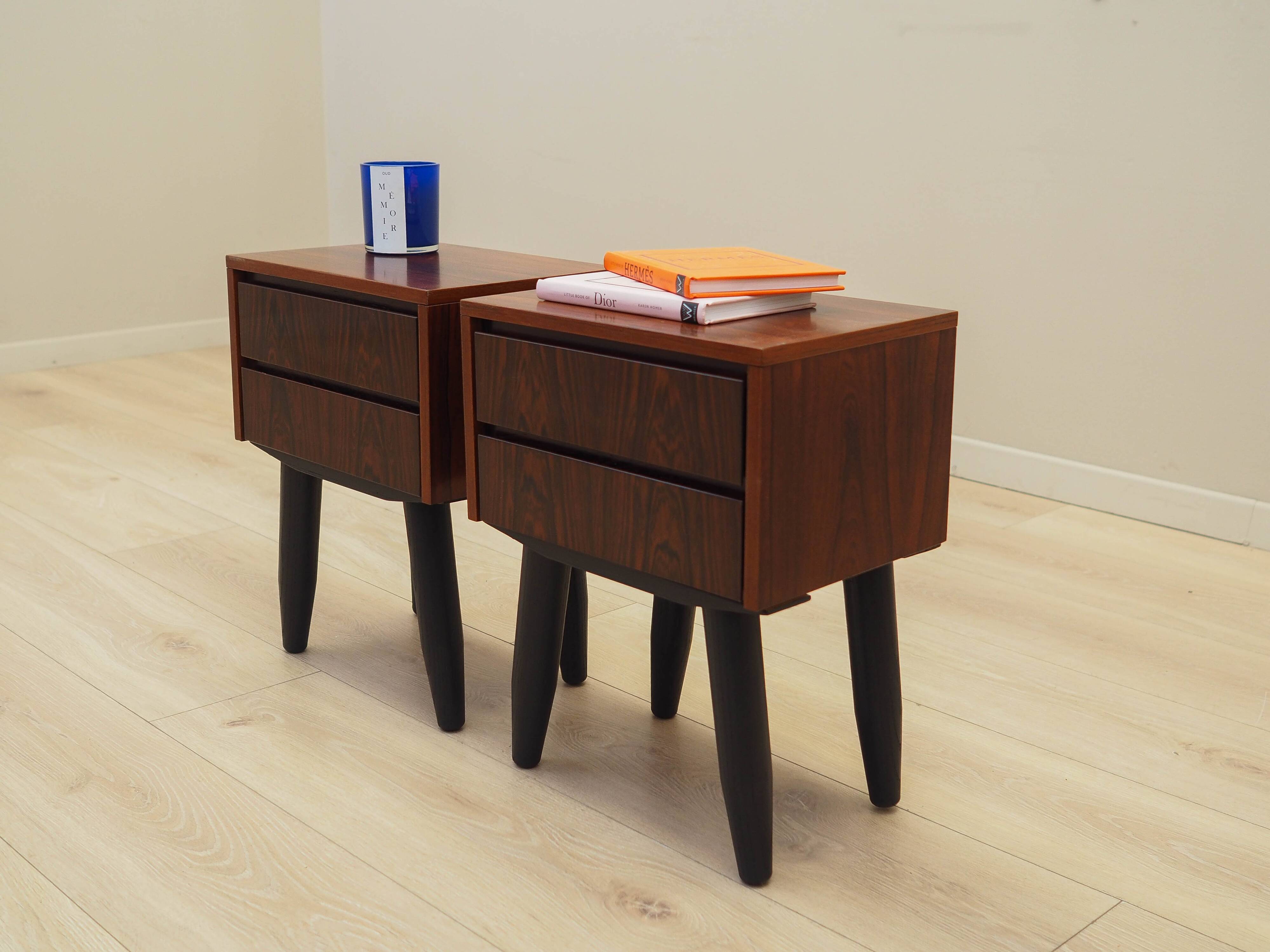 Set of rosewood bedside cabinets, Danish design, 1970s, production: Denmark