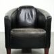 Black vintage cowhide aviator design armchair with characterful appearance