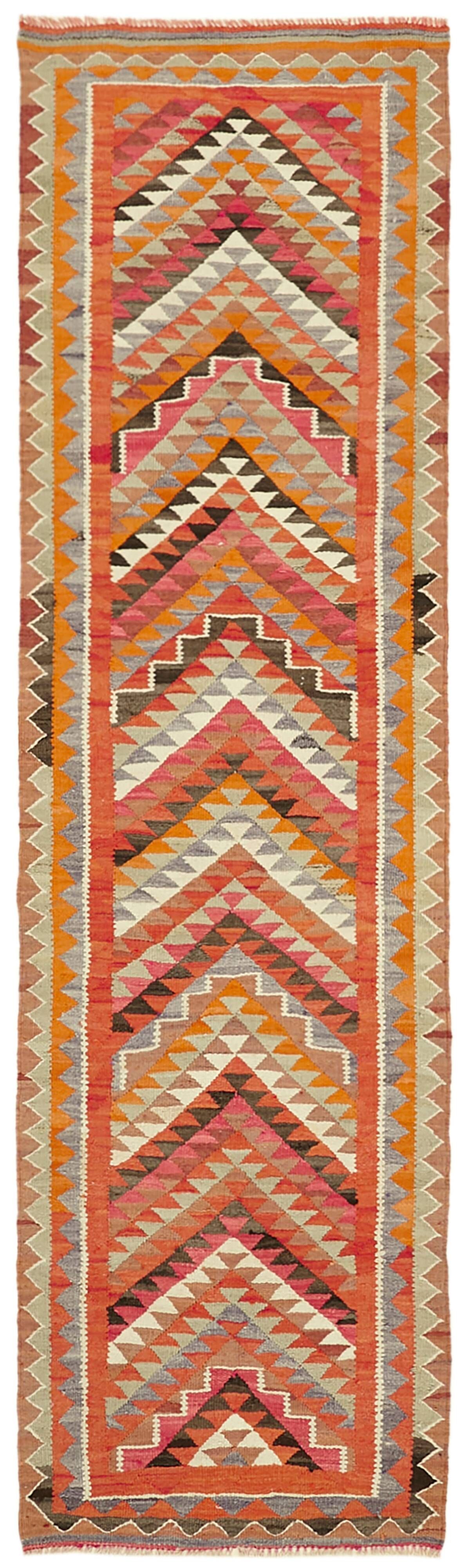 Turkish Handwoven Vintage Herki Kilim 92 cm x 320 cm
