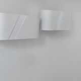 Pair of wall lights in matt white metal and perspex, Holland 1980
