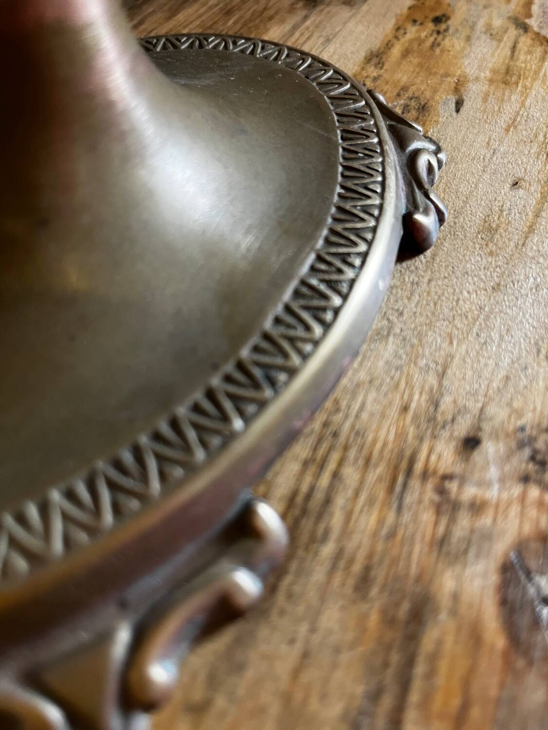 Brass table mirror psyche