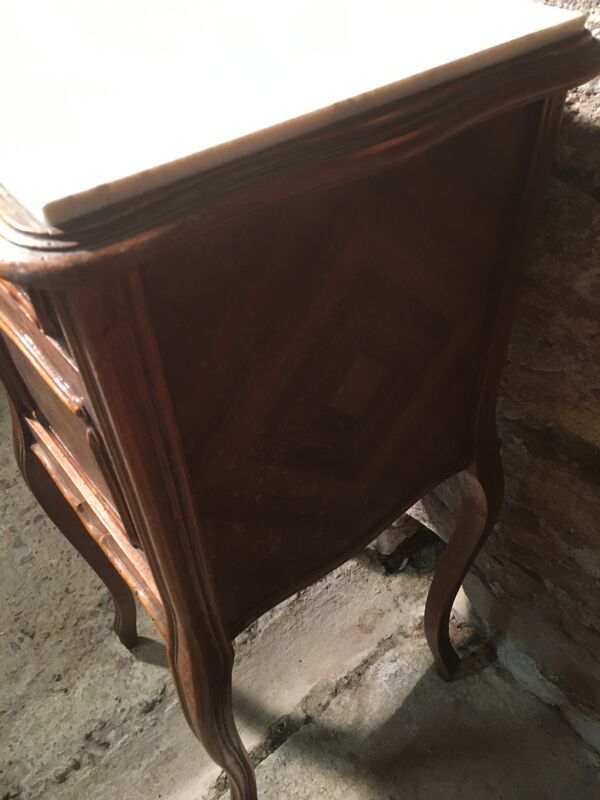 Table chevet noyer et marbre